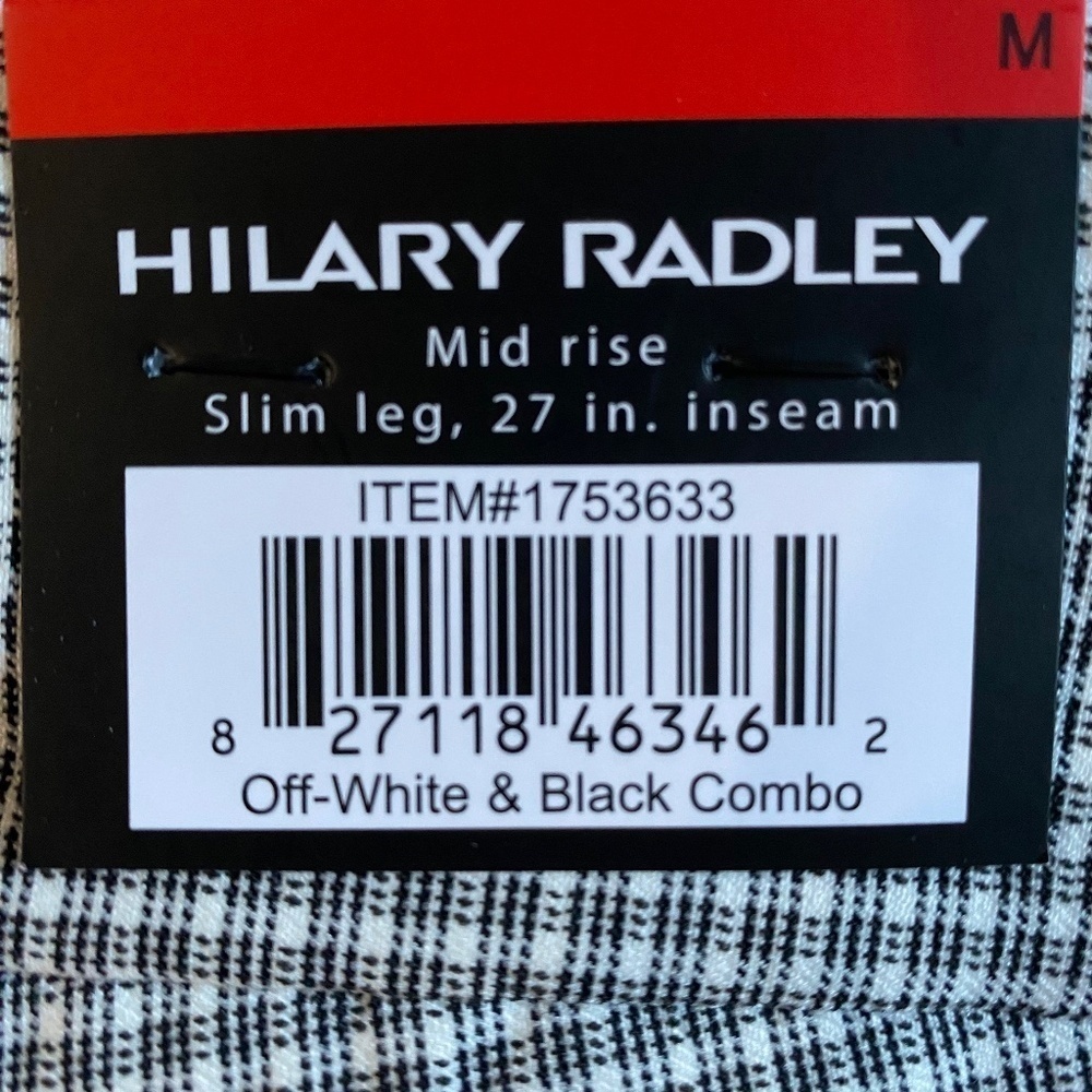 Hilary Radley Pull-On Ankle Pant, Slim, Pockets, Gray/White/Black, Medium, NWT - Picture 6 of 16